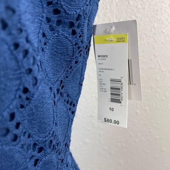 NWT Ronni Nicole Navy Blue Short Sleeve Dress Size 10 - Picture 7 of 10